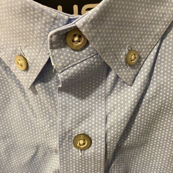 Banana Republic Blue Geometric Print Short Sleeve Button Up Medium (M) Mens - Picture 3 of 6